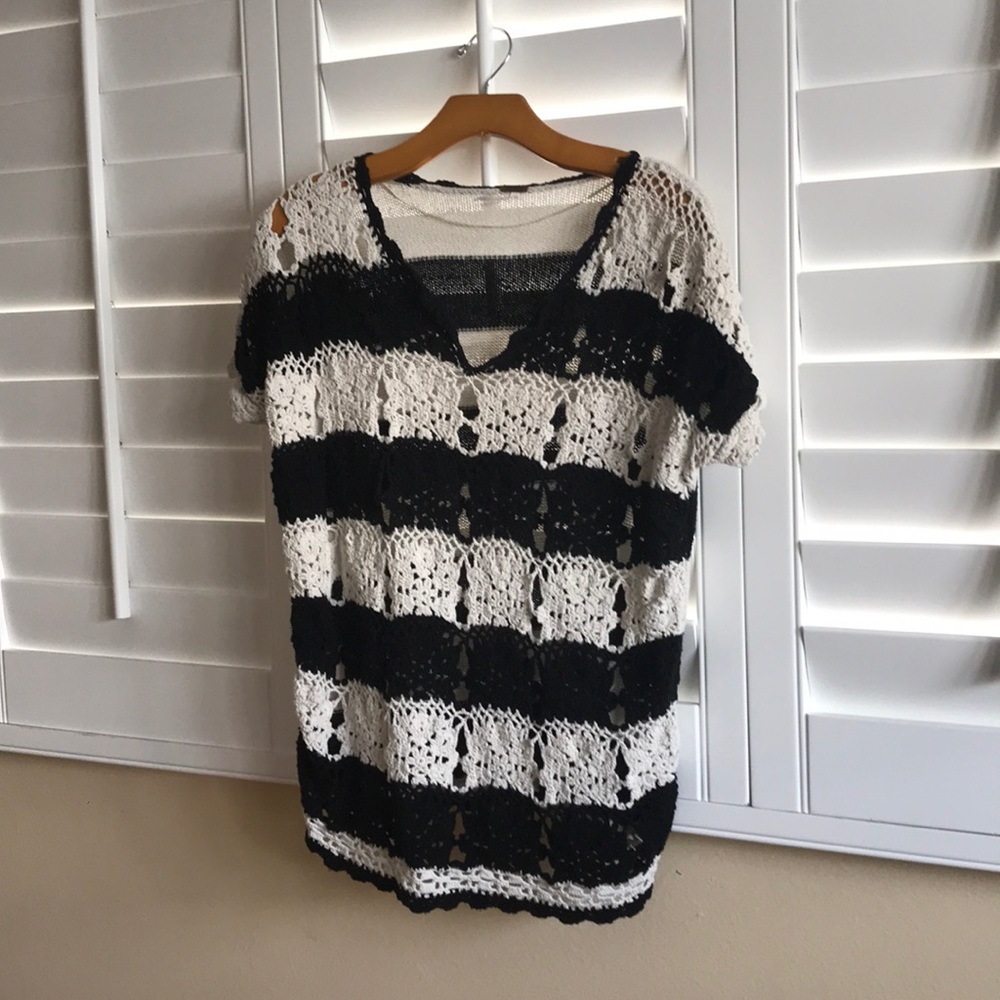Free People Striped Crochet Tunic